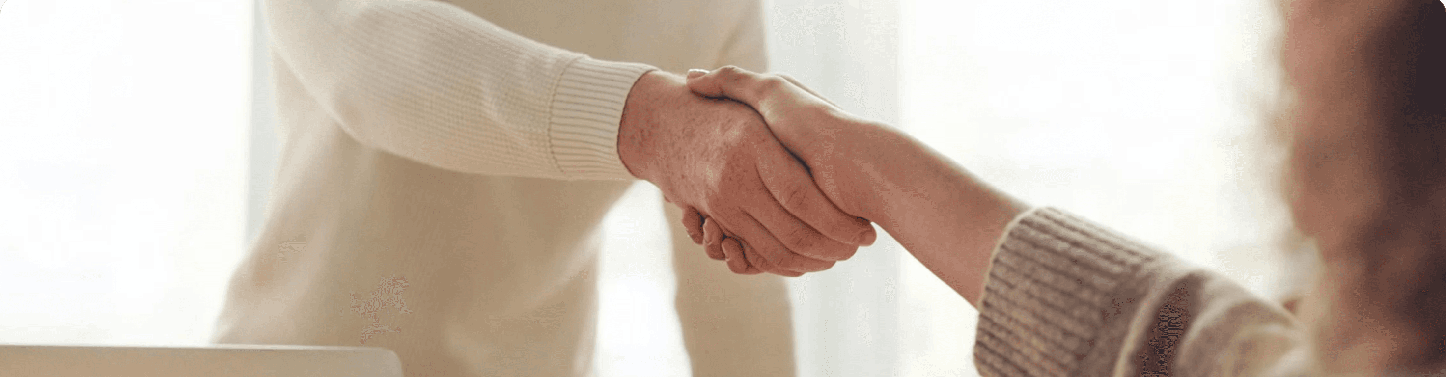 closeup of a handshake between 2 people