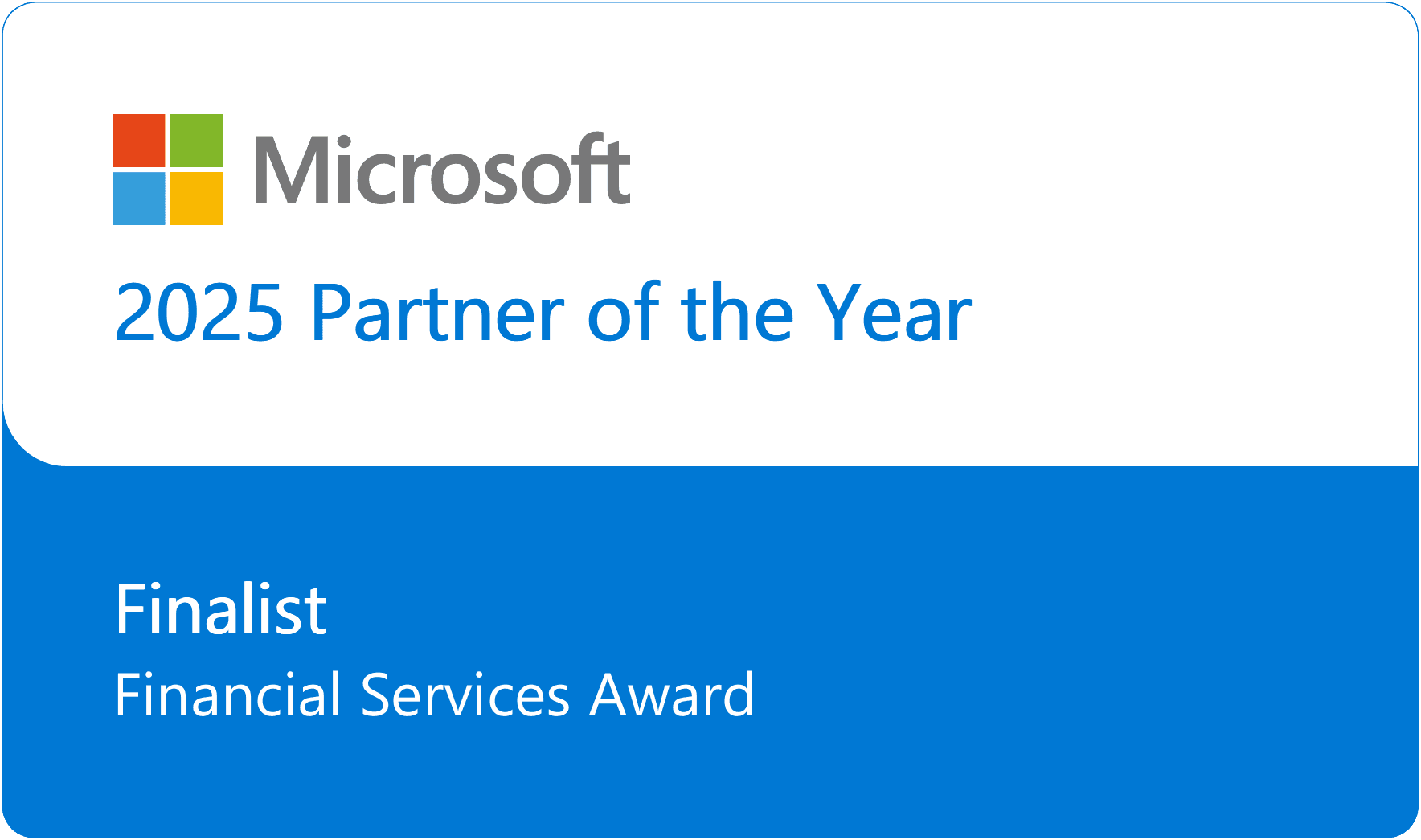 Microsoft Partner Award Badge for Financial Services Software